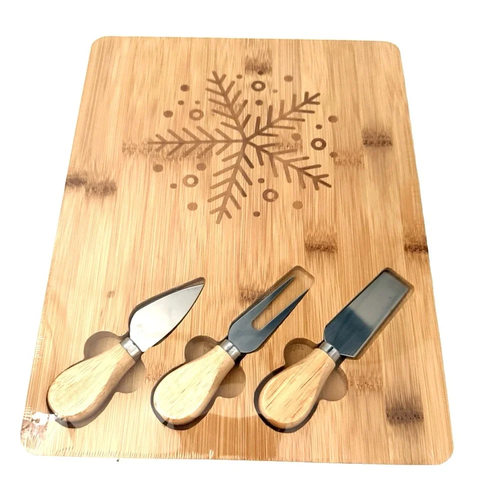 Festive Charcuterie or Cheese Board with 3 Serving Utensils BRAND NEW & SEALED
